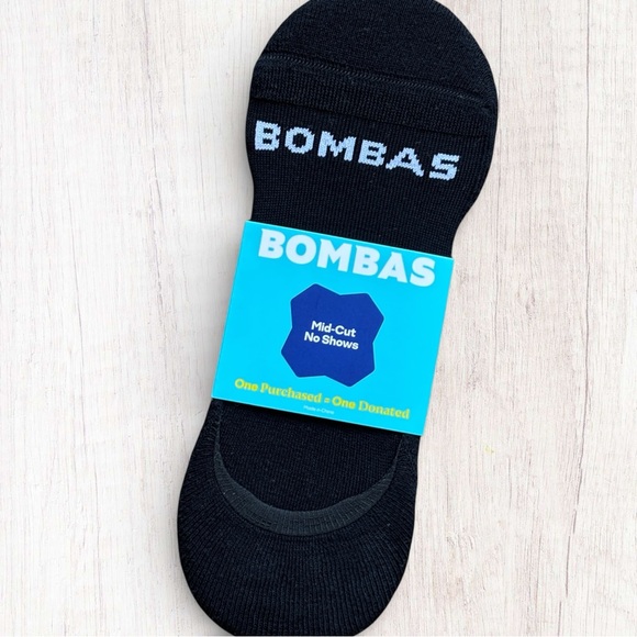 Bombas Accessories - Bombas Mid-Cut No Show Socks Black Large Supima Cotton Cushioned Footbed NWT